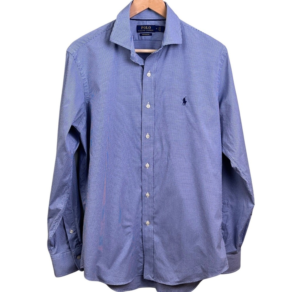 Polo Ralph Lauren Performance Blue Check Blue Pony Long Sleeve Medium Read